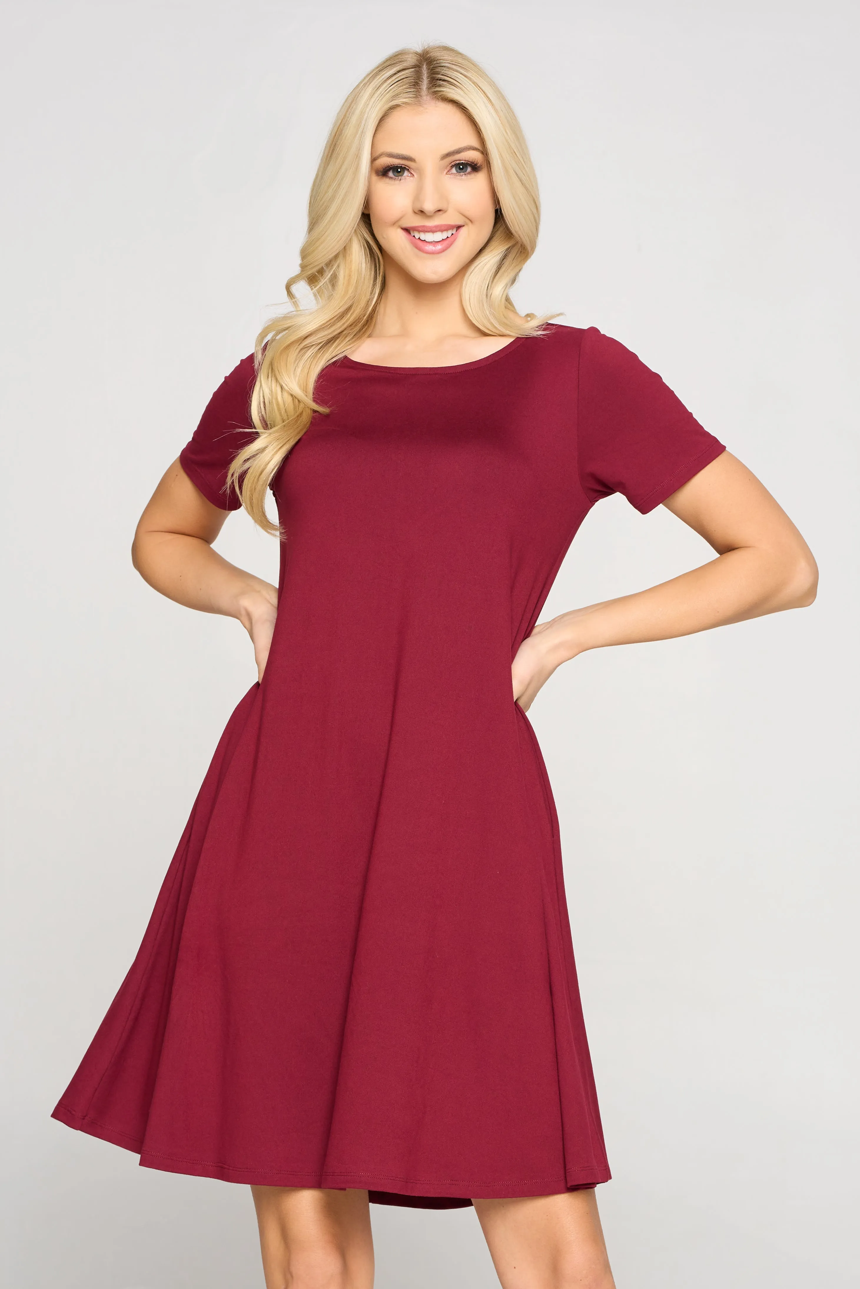 Basic A-Line Short Sleeve Dress