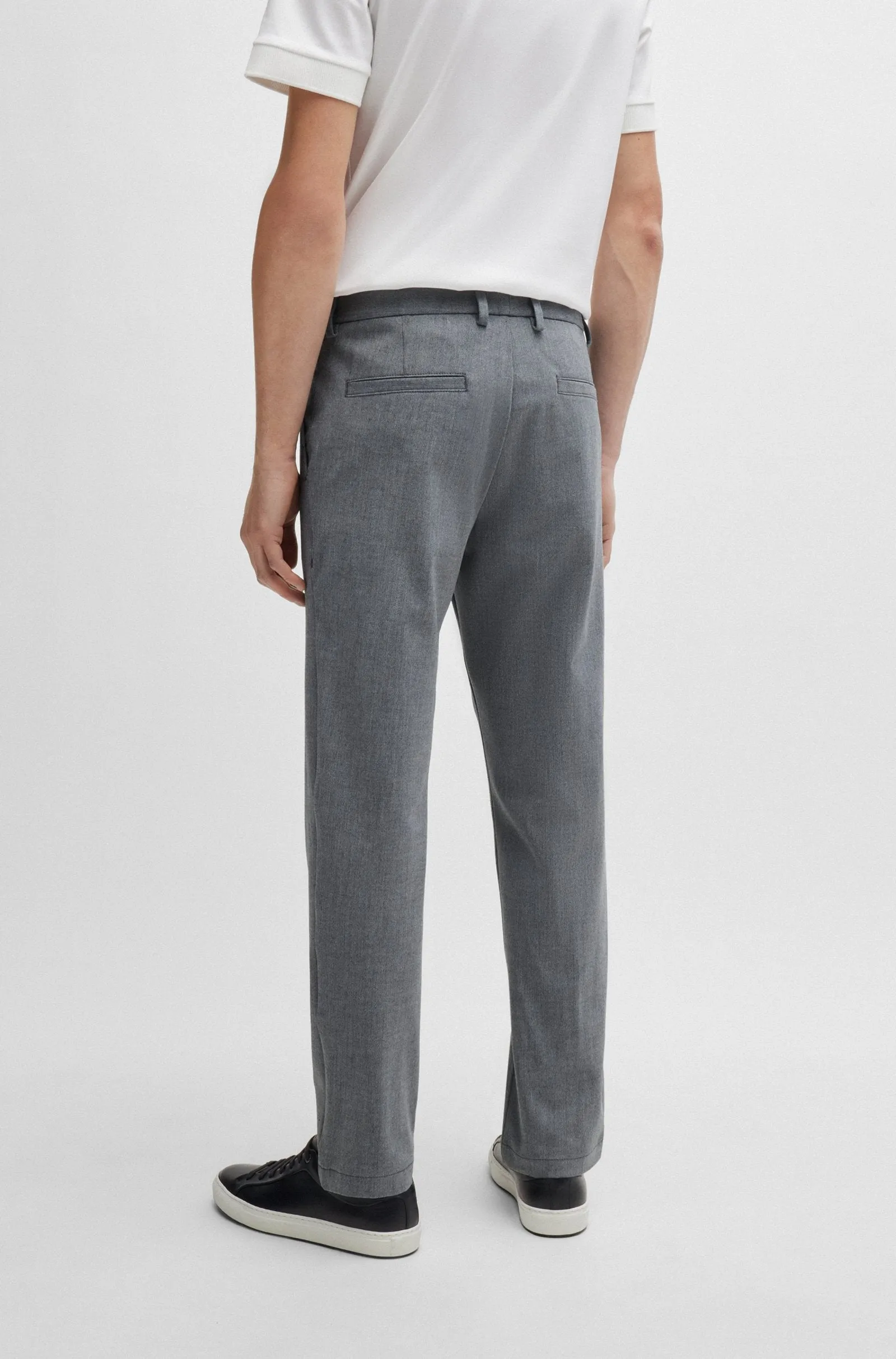 BOSS - H-KANE Blue Regular-fit Trousers In Melange Stretch Panama 50523057 404