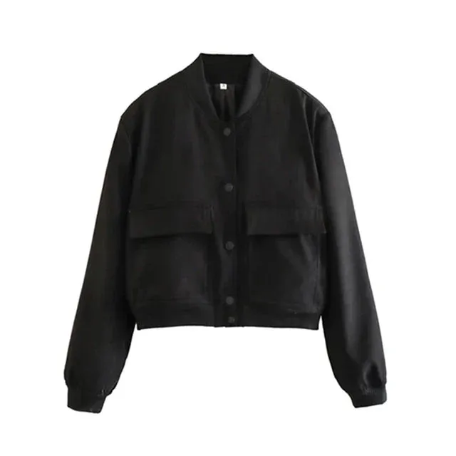 Ivyshape | Casual Bomber Jacket In Short Form