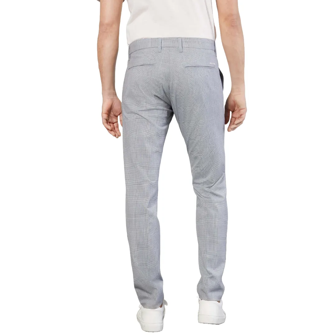 Mac Lennox Slim Fit Check Chinos - Light Grey