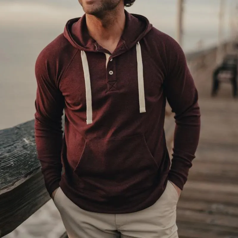 Men's Casual Cotton Blend Kangaroo Pocket Slim Fit Hoodie 78612182M
