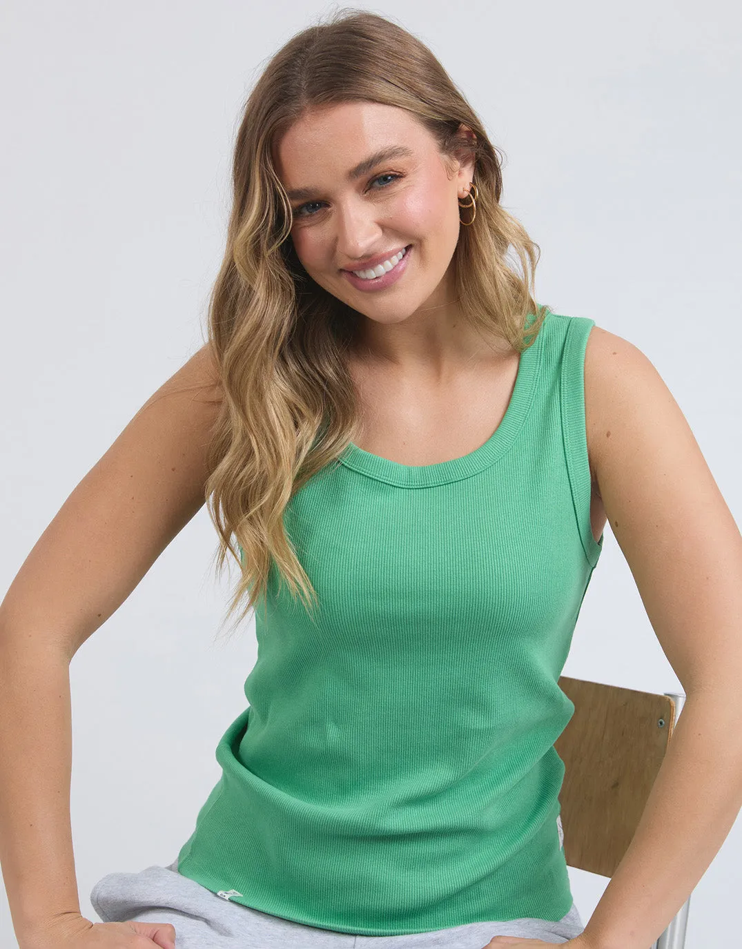 Rib Crew Tank - Greenbriar